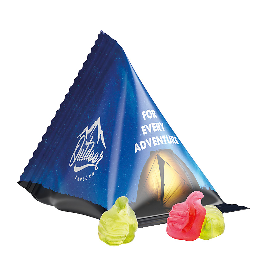 Jelly gums tetrahedron, foil white, Trolli fruit jelly gums thumb - white Jelly gums tetrahedron, foil white, Trolli fruit jelly gums thumb - white