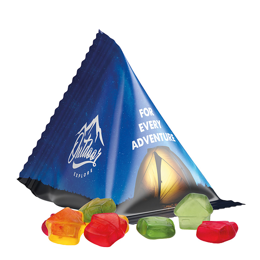 Jelly gums tetrahedron, foil white, Trolli fruit jelly gums house - white Jelly gums tetrahedron, foil white, Trolli fruit jelly gums house - white
