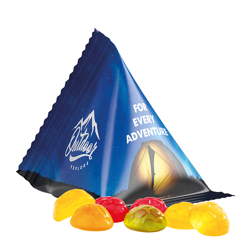 Jelly gums tetrahedron, foil white, Trolli fruit jelly gums soccer ball - bílá Jelly gums tetrahedron, foil white, Trolli fruit jelly gums soccer ball - bílá