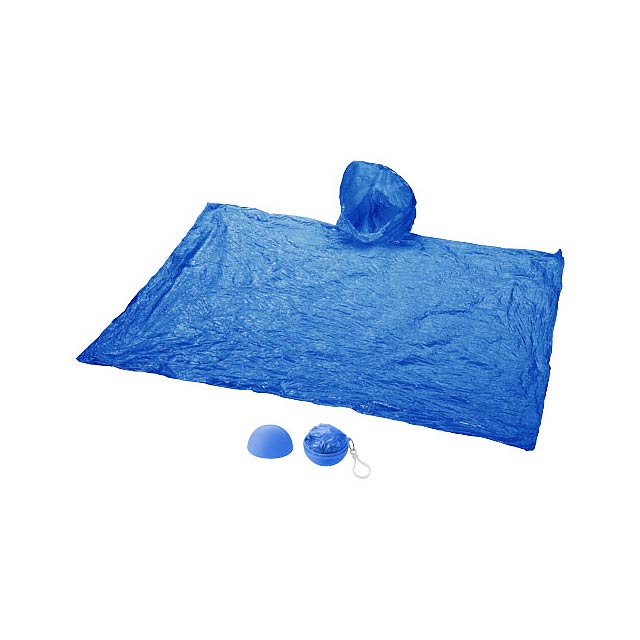 Xina Regenponcho in ballförmiger Hülle mit Schlüsselanhänger - blau