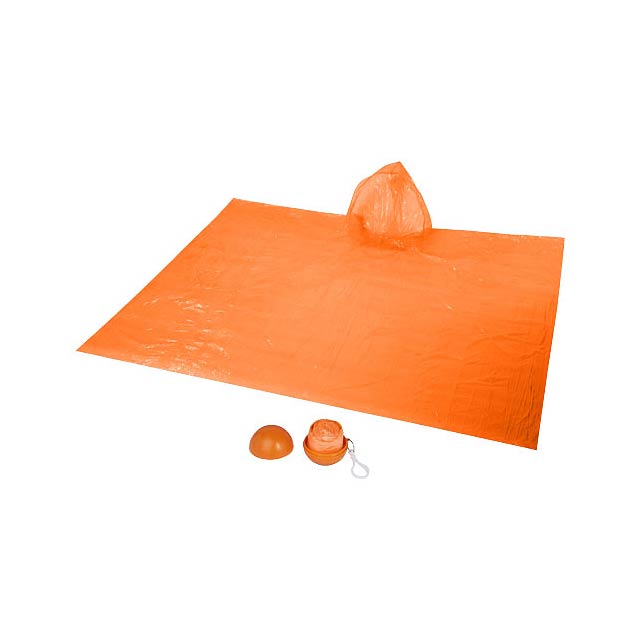Xina Regenponcho in ballförmiger Hülle mit Schlüsselanhänger - Orange