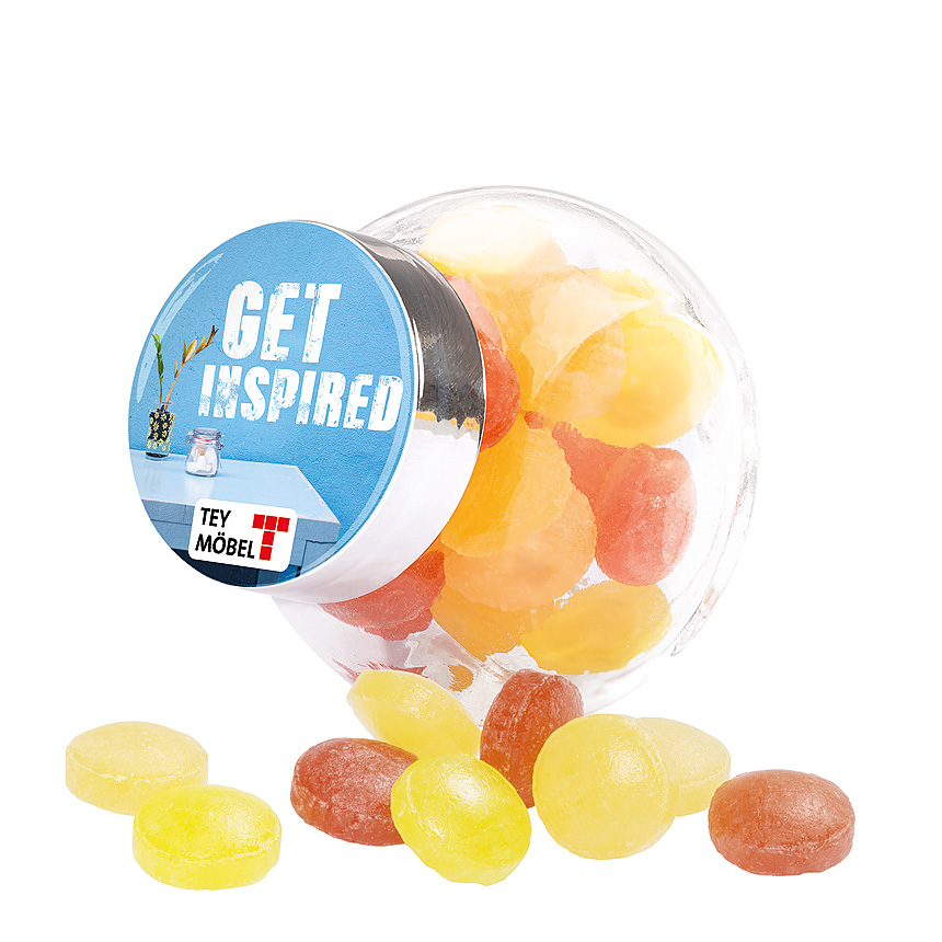 Sweet jar mini, doming label, mini sweets fruit mixture - Sweet jar mini, doming label, mini sweets fruit mixture -