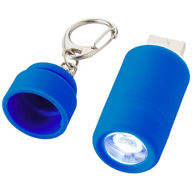 Klíčenková LED svítilna Avior s dobíjením přes USB - modrá