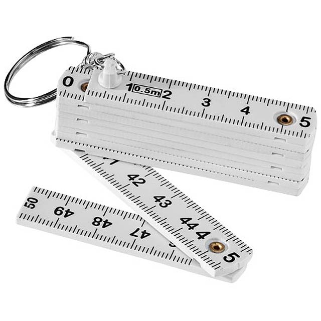 Harvey 0.5 metre foldable ruler keychain - white