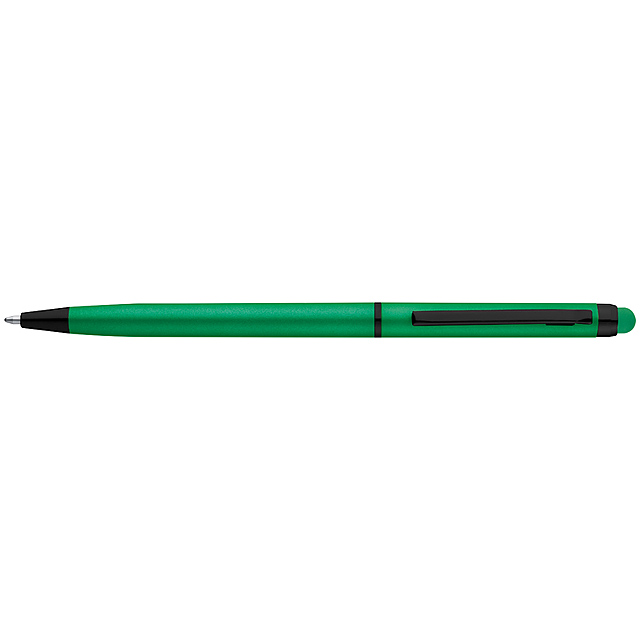 Metal ball pen with touch function - green