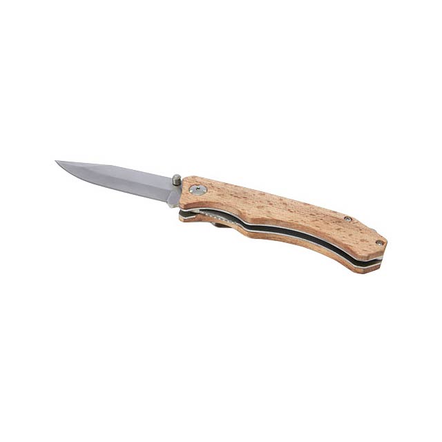 Dave pocket knife with belt clip - wood