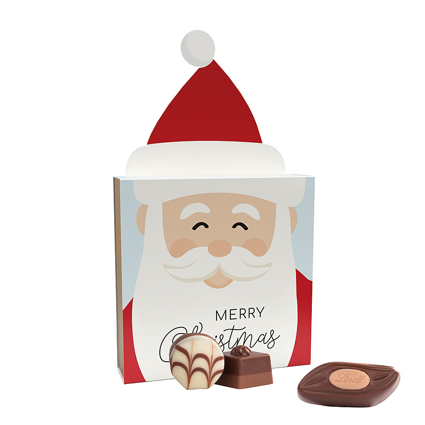 Lindt dárek, reklamní pouzdro „čepice Mikuláše", Lindt Mini Pralinky - Lindt dárek, reklamní pouzdro „čepice Mikuláše", Lindt Mini Pralinky -