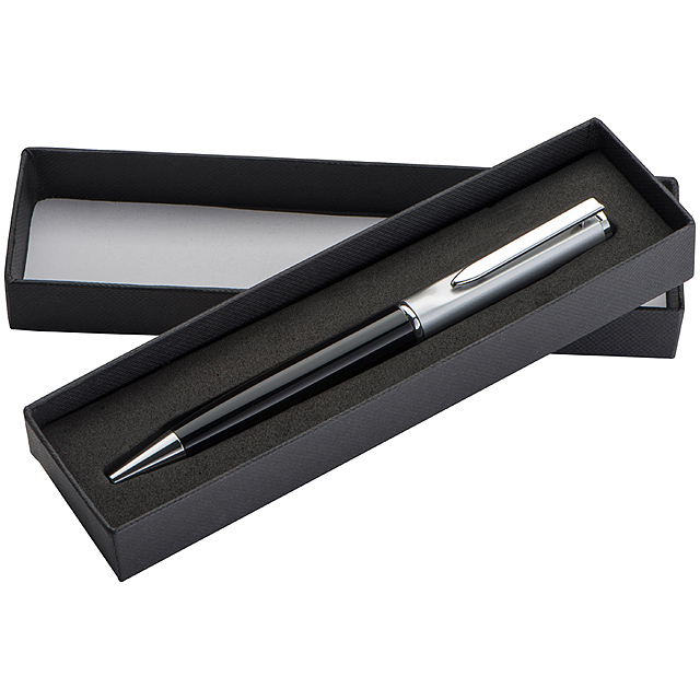 Ballpen with silver top - black