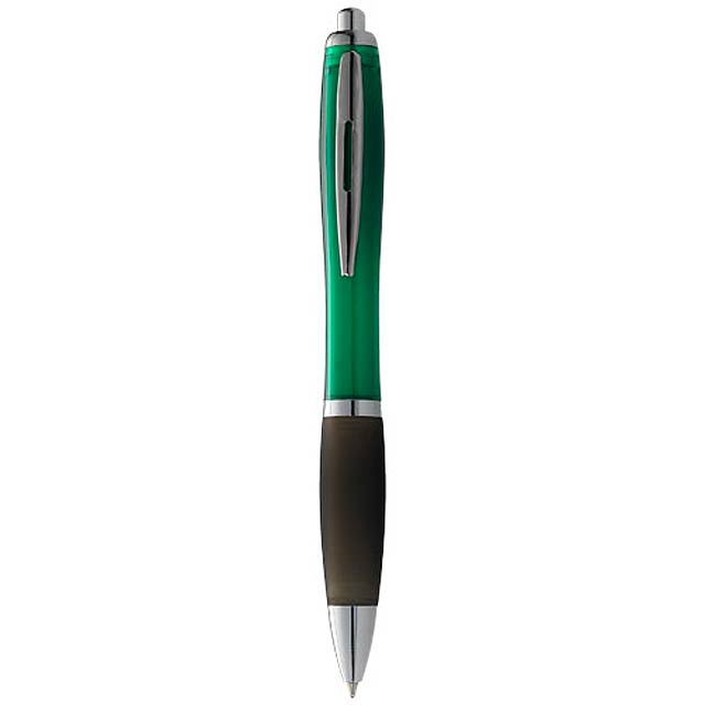 Kuličkové pero s mechanismem přítlačného typu a měkkým úchopem.  - zelená - foto