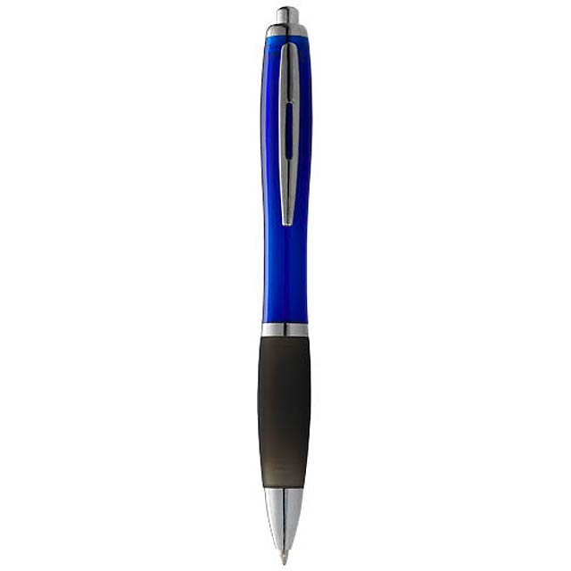 Kuličkové pero s mechanismem přítlačného typu a měkkým úchopem.  - modrá - foto