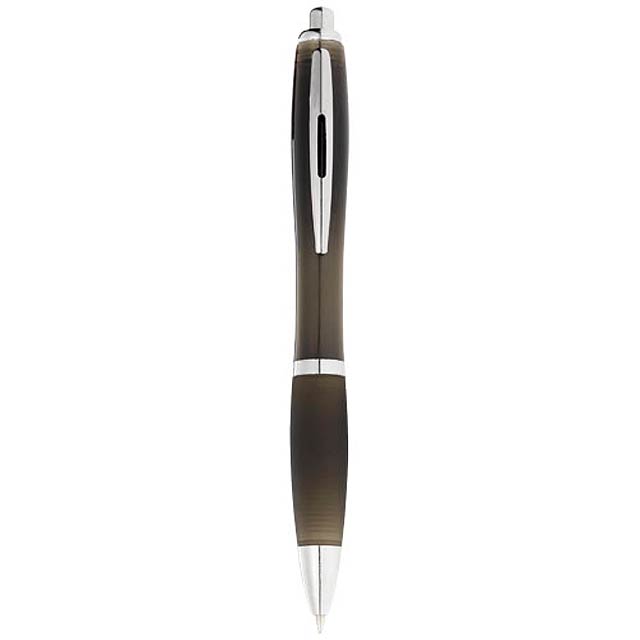 Kuličkové pero s mechanismem přítlačného typu a měkkým úchopem.  - černá - foto