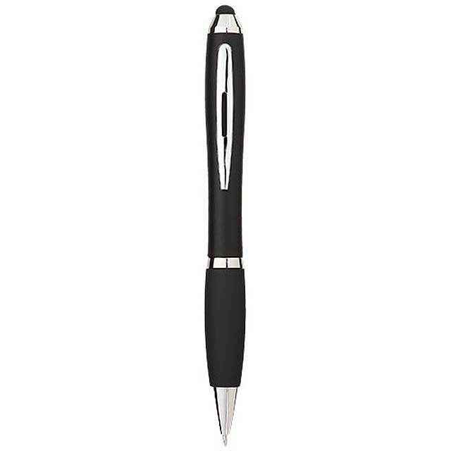 Barevné kuličkové pero a stylus Nash s černým úchopem - černá