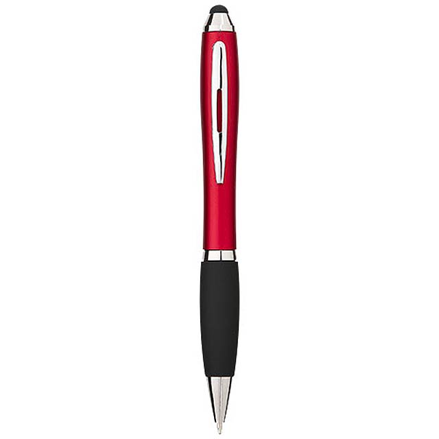 Barevné kuličkové pero a stylus Nash s černým úchopem - červená