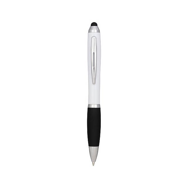 Barevné kuličkové pero a stylus Nash s černým úchopem - biela