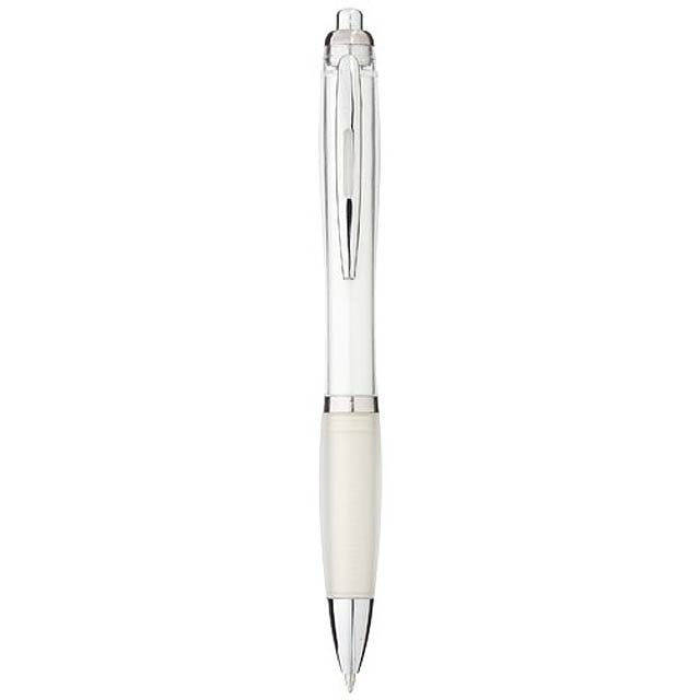 Barevné kuličkové pero Nash s barevným úchopem - bílá