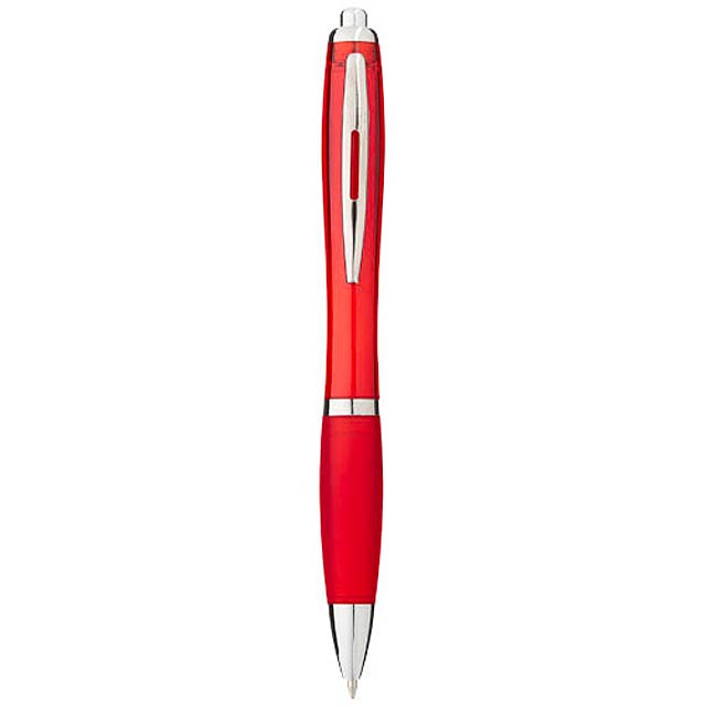 Barevné kuličkové pero Nash s barevným úchopem - červená