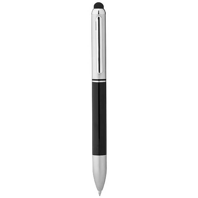 Vícebarevné kuličkové pero a stylus s otočným mechanismem. Obsahuje černou a červenou náplň.  - černá - foto