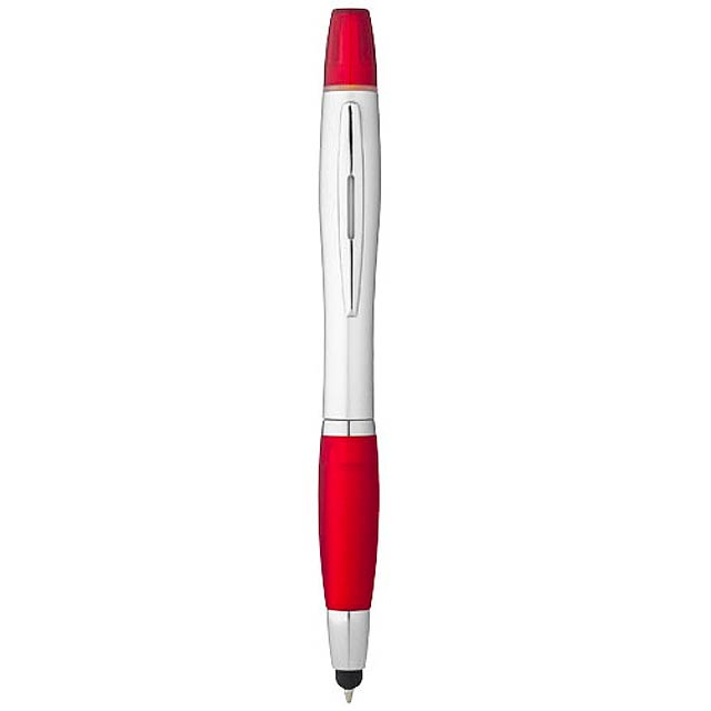 Kuličkové pero, stylus a zvýrazňovač Nash - červená