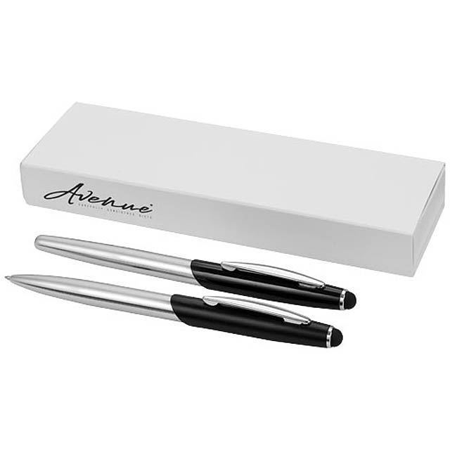 Geneva Stylus Kugelschreiber- und Tintenrollerset (blaue Mine) - schwarz