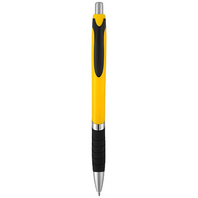 Turbo ballpoint pen with rubber grip - yellow