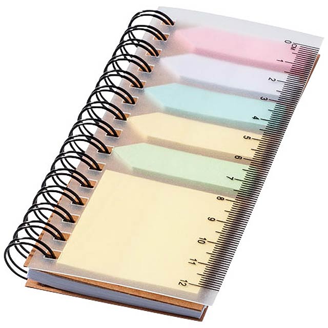 Spinner spiral notebook with coloured sticky notes - beige