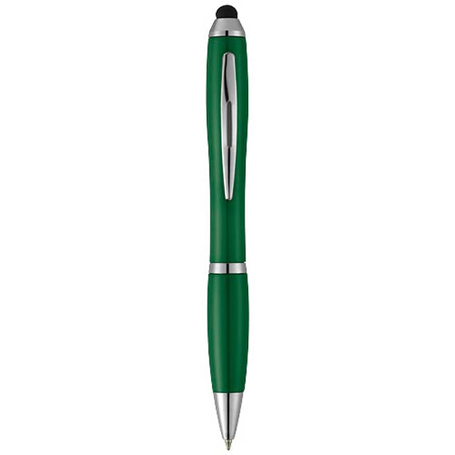 Barevné kuličkové pero a stylus Nash s barevným úchopem - zelená