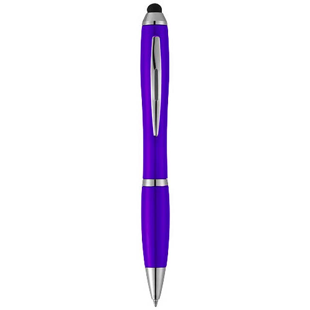 Barevné kuličkové pero a stylus Nash s barevným úchopem - fialová
