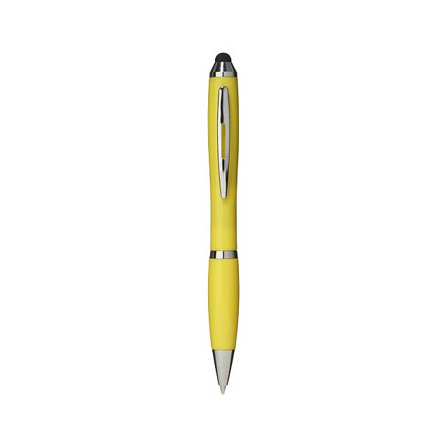 Barevné kuličkové pero a stylus Nash s barevným úchopem - žlutá