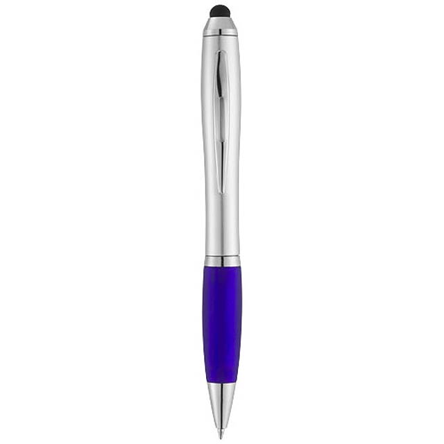 Nash stylus ballpoint with coloured grip - silver