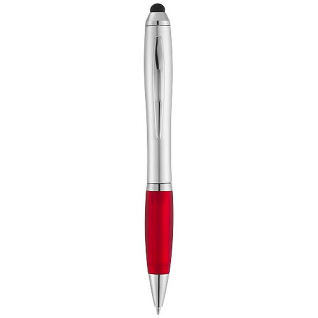 Kuličkové pero a stylus Nash s barevným úchopem - stříbrná