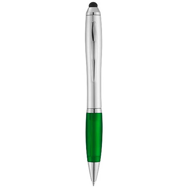 Kuličkové pero a stylus s otočným mechanismem.  - stříbrná - foto