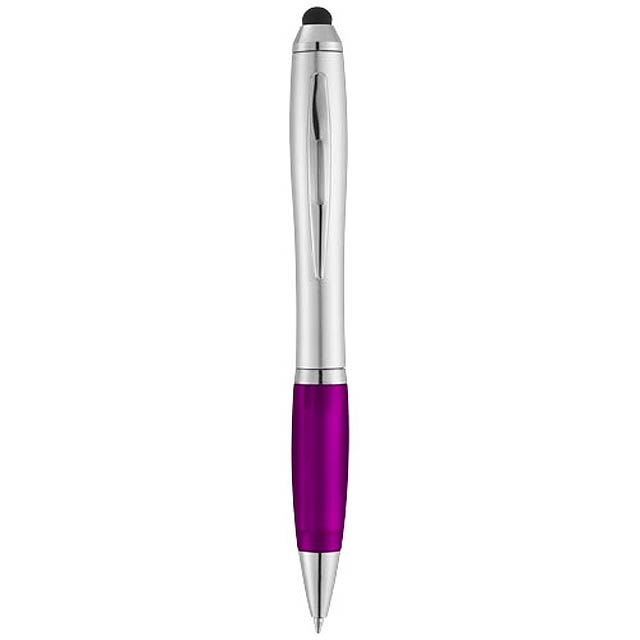 Nash stylus ballpoint with coloured grip - silver