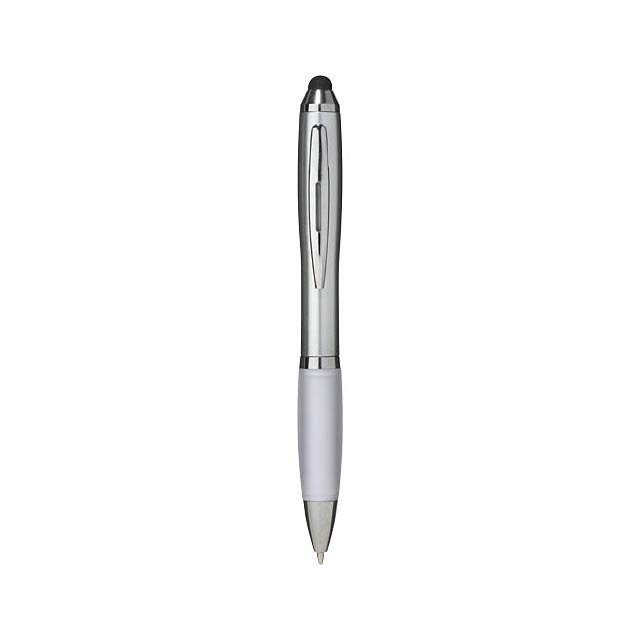 Kuličkové pero a stylus Nash s barevným úchopem - strieborná