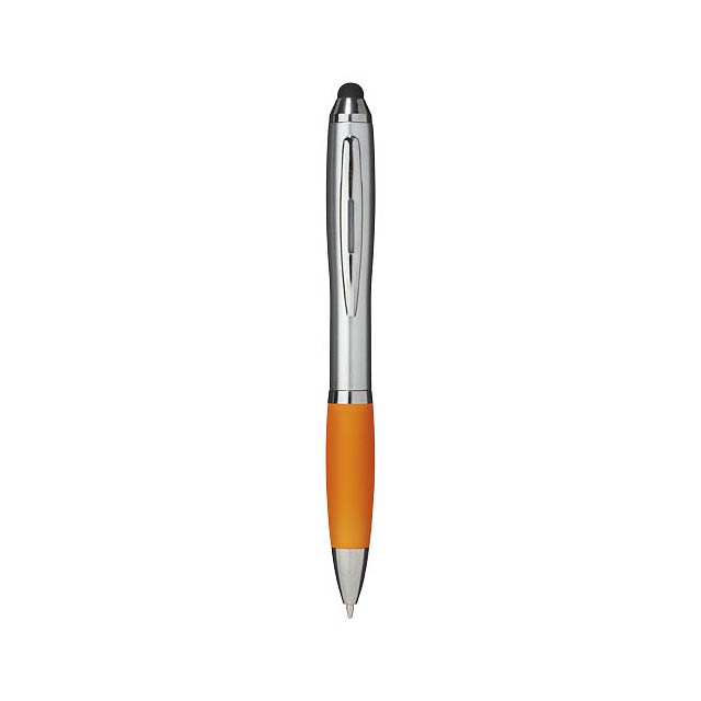 Kuličkové pero a stylus Nash s barevným úchopem - oranžová