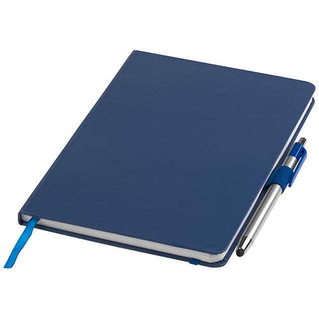 Crown A5 notebook with stylus ballpoint pen - blue