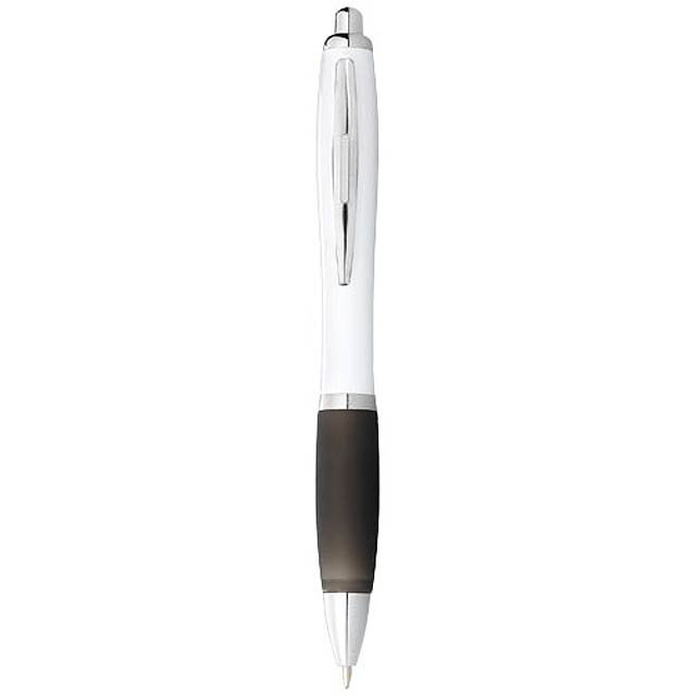 Nash ballpoint pen white barrel and coloured grip - white