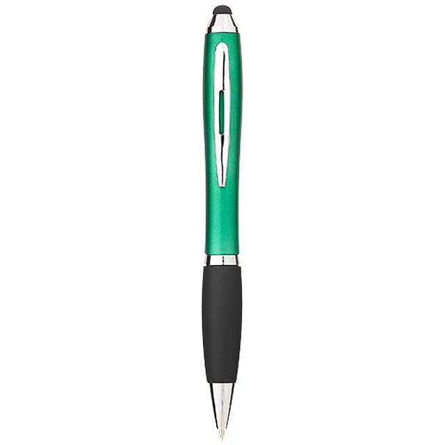 Kuličkové pero a stylus Nash s černým úchopem - zelená