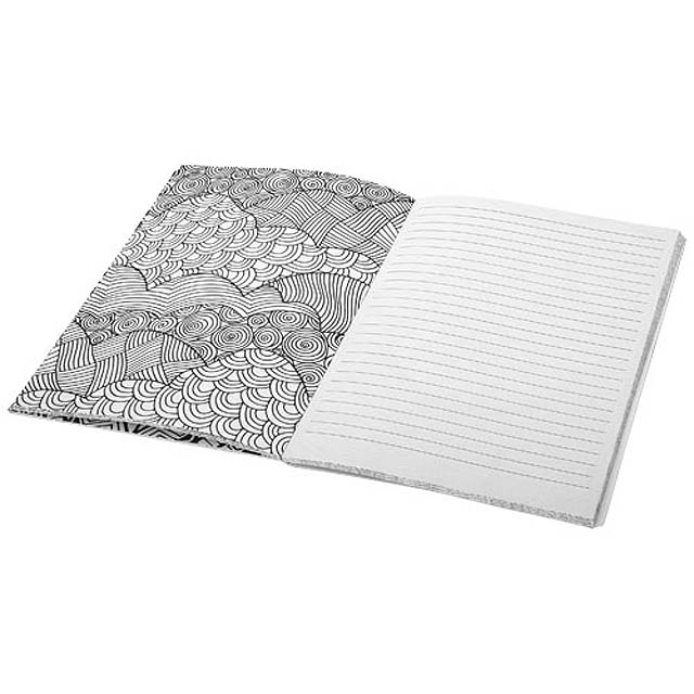 A5 vázaný notebook. Obsahuje 40 listů bílého papíru (100 g/m2), barevné listy a linkovaný papír na poznámky.  - bílá - foto