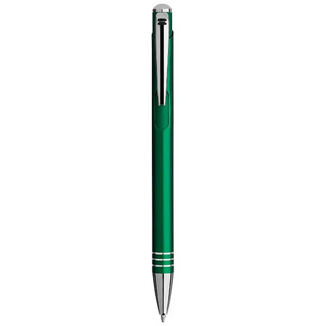 Kuličkové pero Izmir s vroubkovaným tlačítkem - zelená