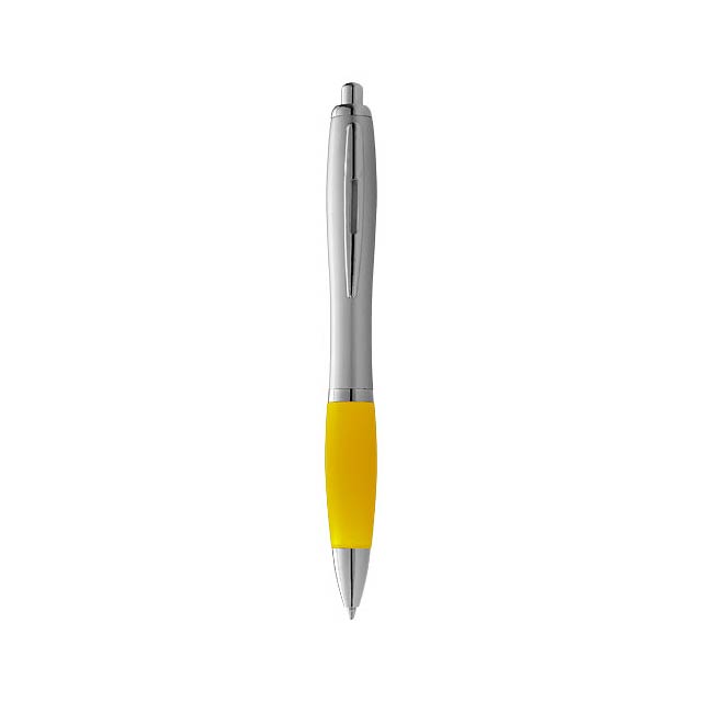 Stříbrné kuličkové pero Nash s barevným úchopem - strieborná