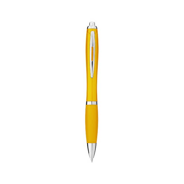Kuličkové pero Nash s barevným tělem úchopem - žlutá