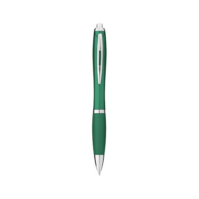 Kuličkové pero s mechanismem přítlačného typu a měkkým úchopem.  - zelená - foto