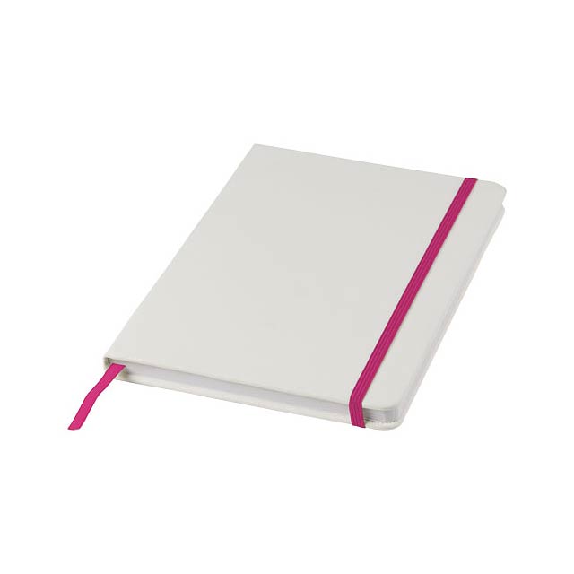 Spectrum weißes A5 Notizbuch mit farbigem Gummiband - Weiß 