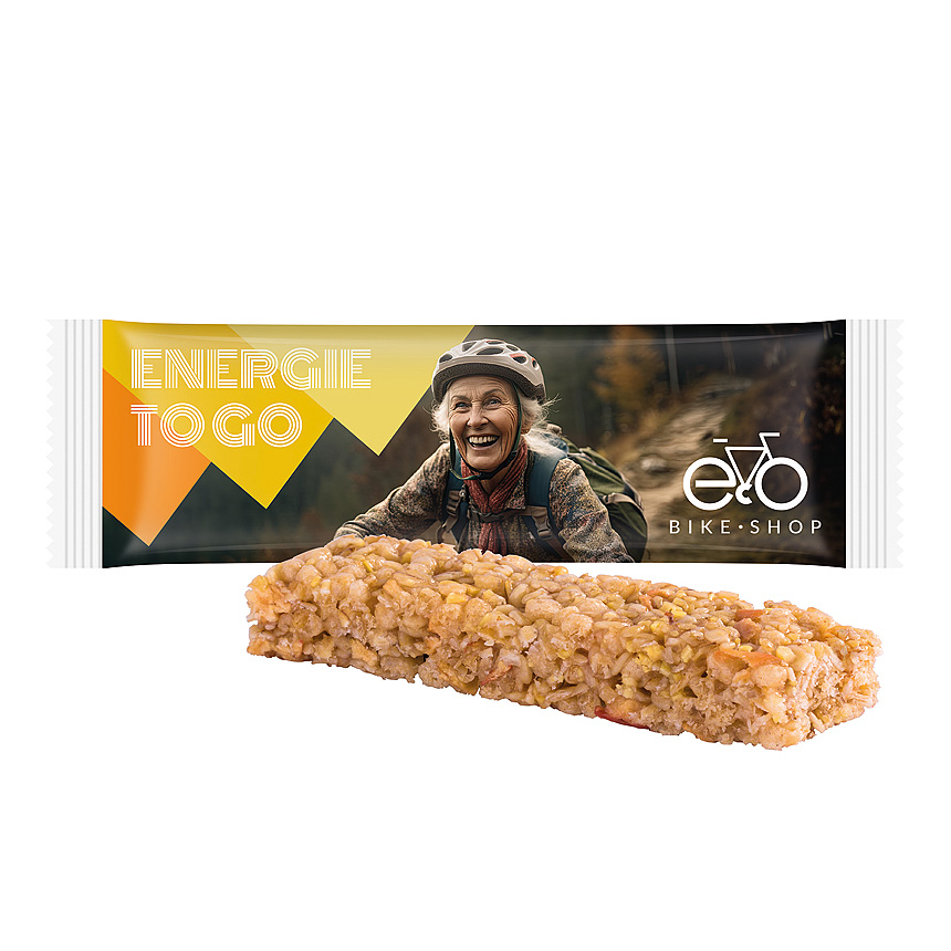 Cereal bar, foil white, multigrain apple with raisins - 