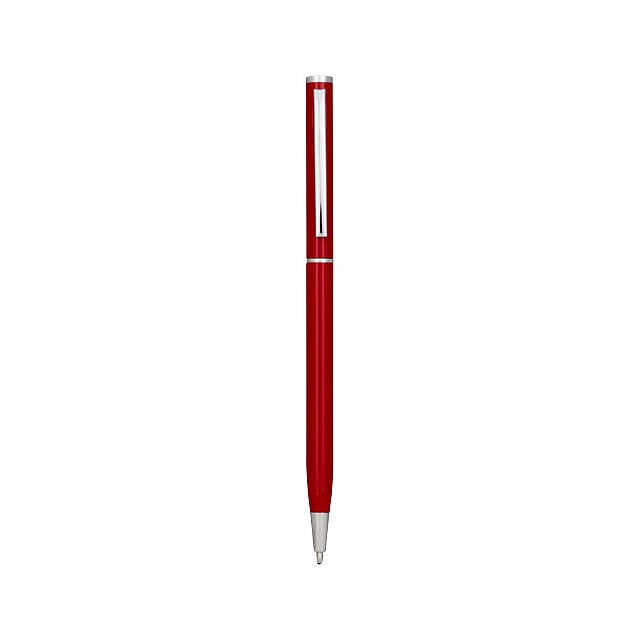 Hliníkové kuličkové pero Slim - transparentná červená