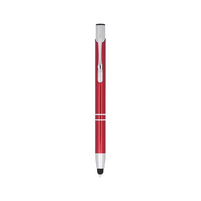 Kuličkové pero Moneta s kovovým úchopem - transparentná červená