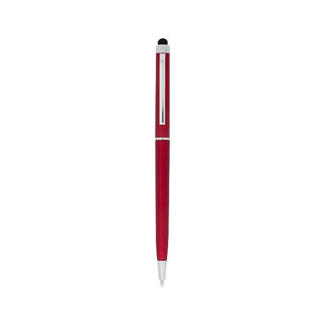 Kuličkové pero a stylus Valeria z ABS plastu - transparentná červená