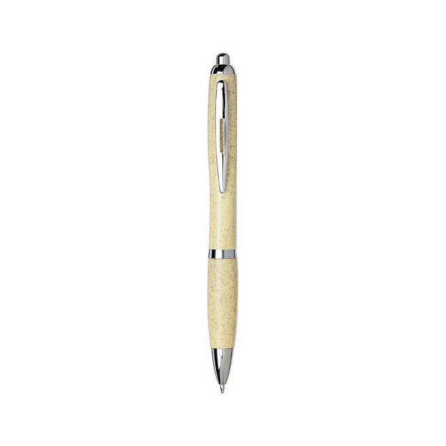 Nash kuličkové pero z pšeničné slámy se špičkou z chromu - žlutá