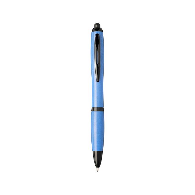 Nash Kugelschreiber aus Weizenstroh mit schwarzer Spitze - blau