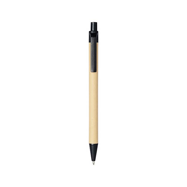 Berk kuličkové pero z recyklované lepenky a kukuřičného plastu - černá